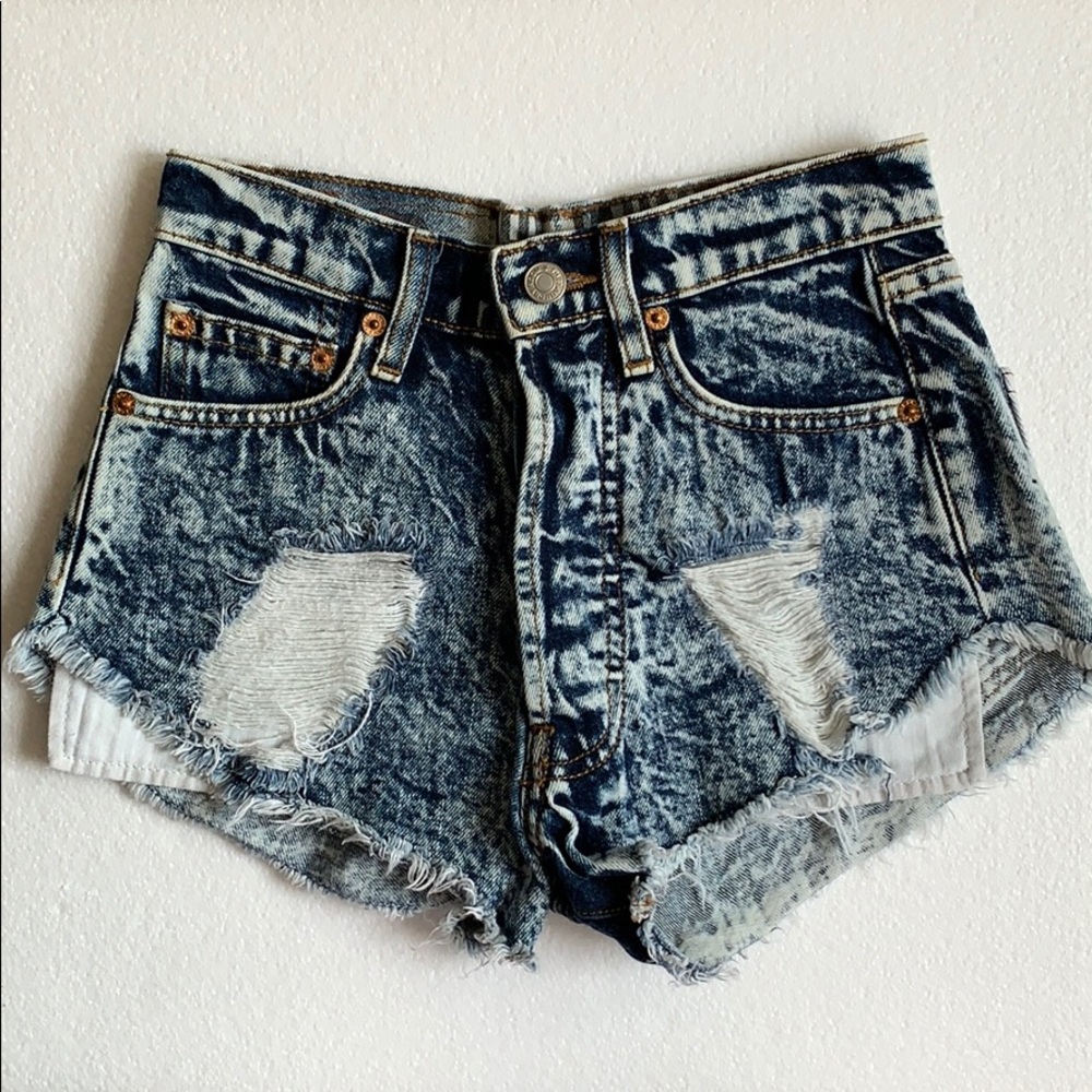 NEW The Laundry Room Acid Washed Distressed Shorts